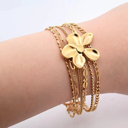 Amorino, Armband, Mehrfachkette, Blumenmotiv, Gold, Silber, Statement
