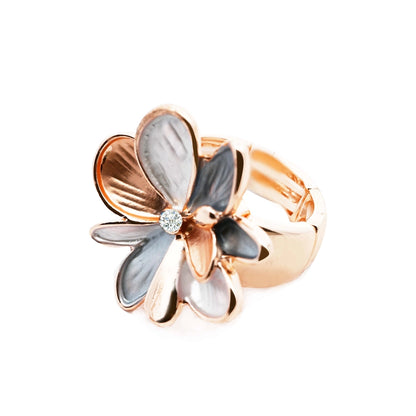 Amorino Ring, Elastischer Ring mit Emailliertem Volant, Blume