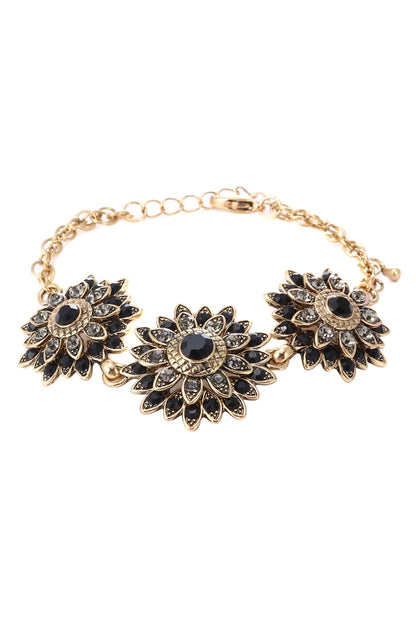 Blossom Bijoux Armband,Kristal Strass Armband, Goldfarben Schwarz, Rot, Weiß Statement