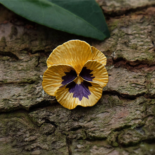 Brosche Gelbe Stiefmütterchen-Blumenbrosche Veilchen Natur Krawattennadel