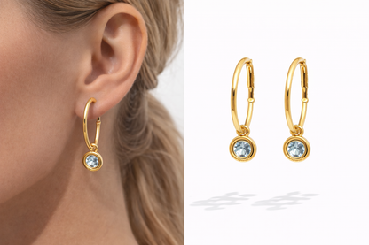 Biba Creolen Strass-Anhänger Mat Gold-Glanzend Gold Ohrhänger Strass