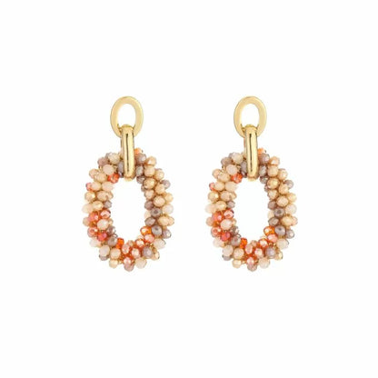 Michelle Bijou, Ohrringe,  Ohrhänger mit Anhänger aus Beige und Orange Glasperlchen