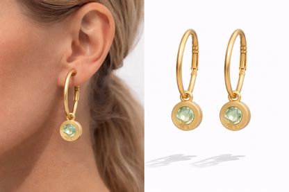 Biba Creolen Strass-Anhänger Mat Gold-Glanzend Gold Ohrhänger Strass