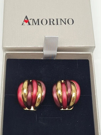 Ohrstecker Bordeaux Emaille Ohrringe Nickelfrei Goldfarbe Creolen Amorino