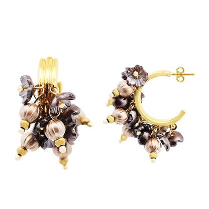 Creolen Perlen Emaille Blumen Blau Rot Lila Bronze Grün Amorino