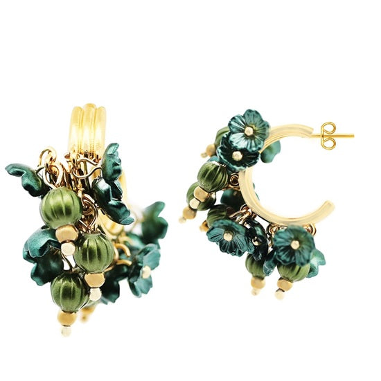Creolen Perlen Emaille Blumen Blau Rot Lila Bronze Grün Amorino