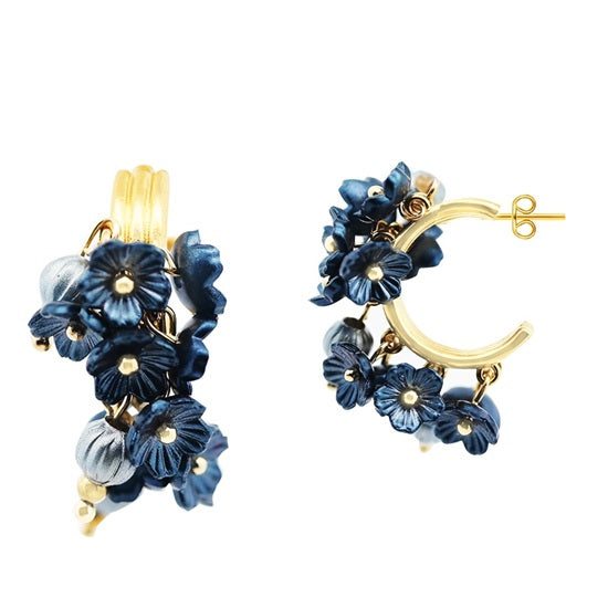 Creolen Perlen Emaille Blumen Blau Rot Lila Bronze Grün Amorino
