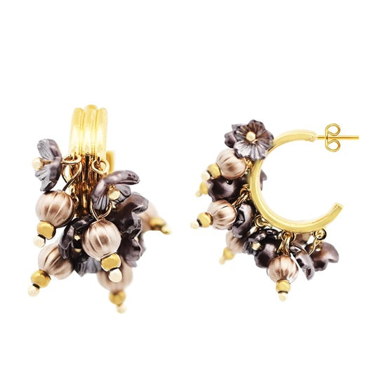 Creolen Perlen Emaille Blumen Blau Rot Lila Bronze Grün Amorino