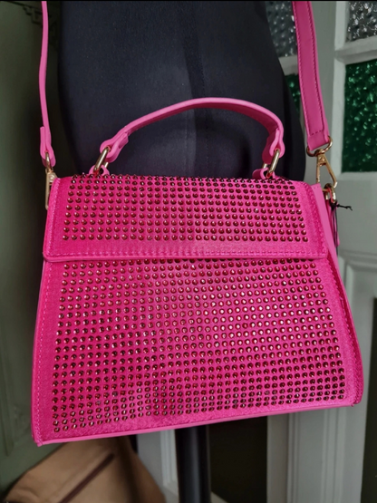 Yehwang Handtasche mit Strass in Fuchsia umhängetasche Pink wasser stilvoll