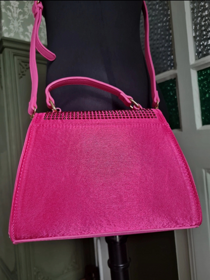 Yehwang Handtasche mit Strass in Fuchsia umhängetasche Pink wasser stilvoll