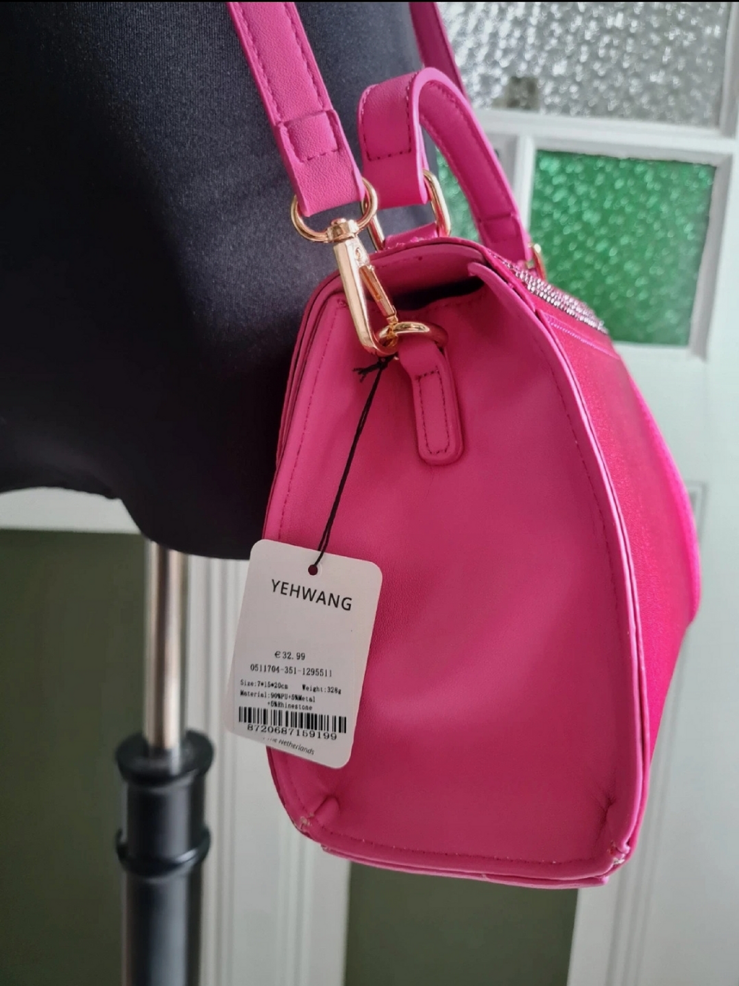 Yehwang Handtasche mit Strass in Fuchsia umhängetasche Pink wasser stilvoll