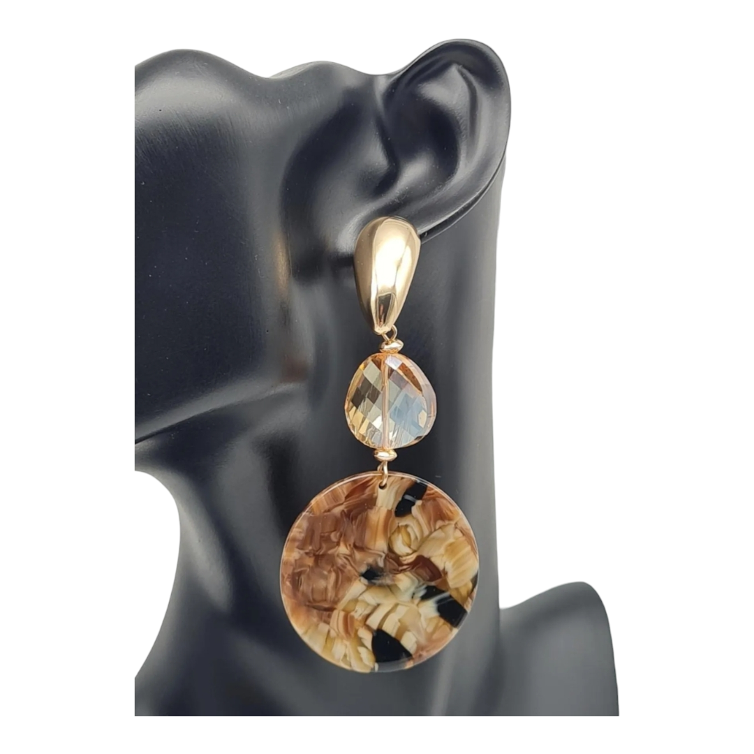 Ohrringe Ohrhänger Gold Honig Braun in Marmor-Look Nickelfrei Sweet7