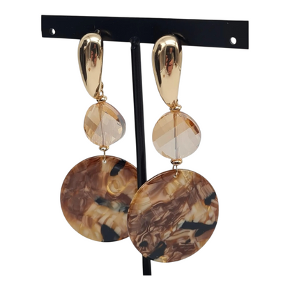 Ohrringe Ohrhänger Gold Honig Braun in Marmor-Look Nickelfrei Sweet7