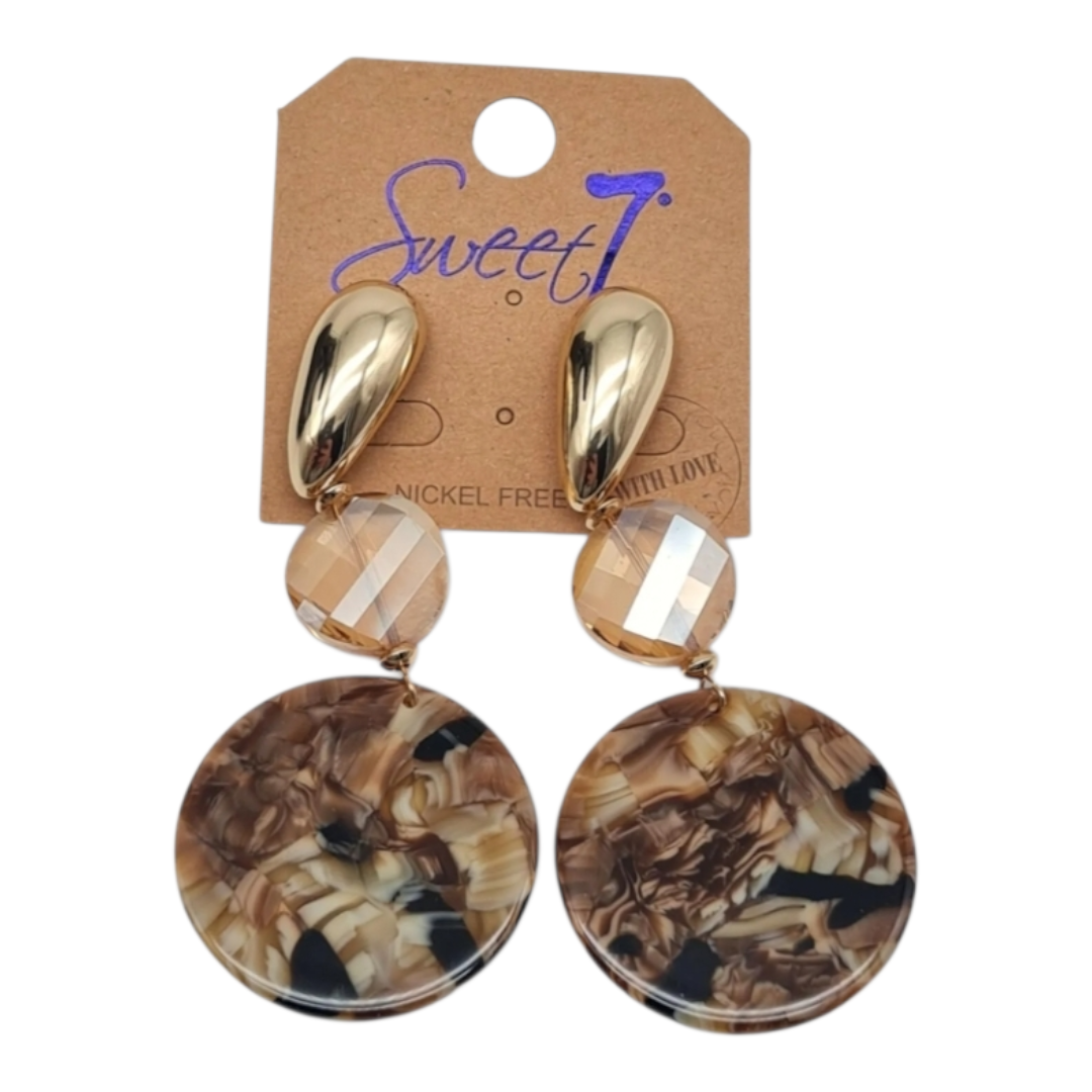 Ohrringe Ohrhänger Gold Honig Braun in Marmor-Look Nickelfrei Sweet7