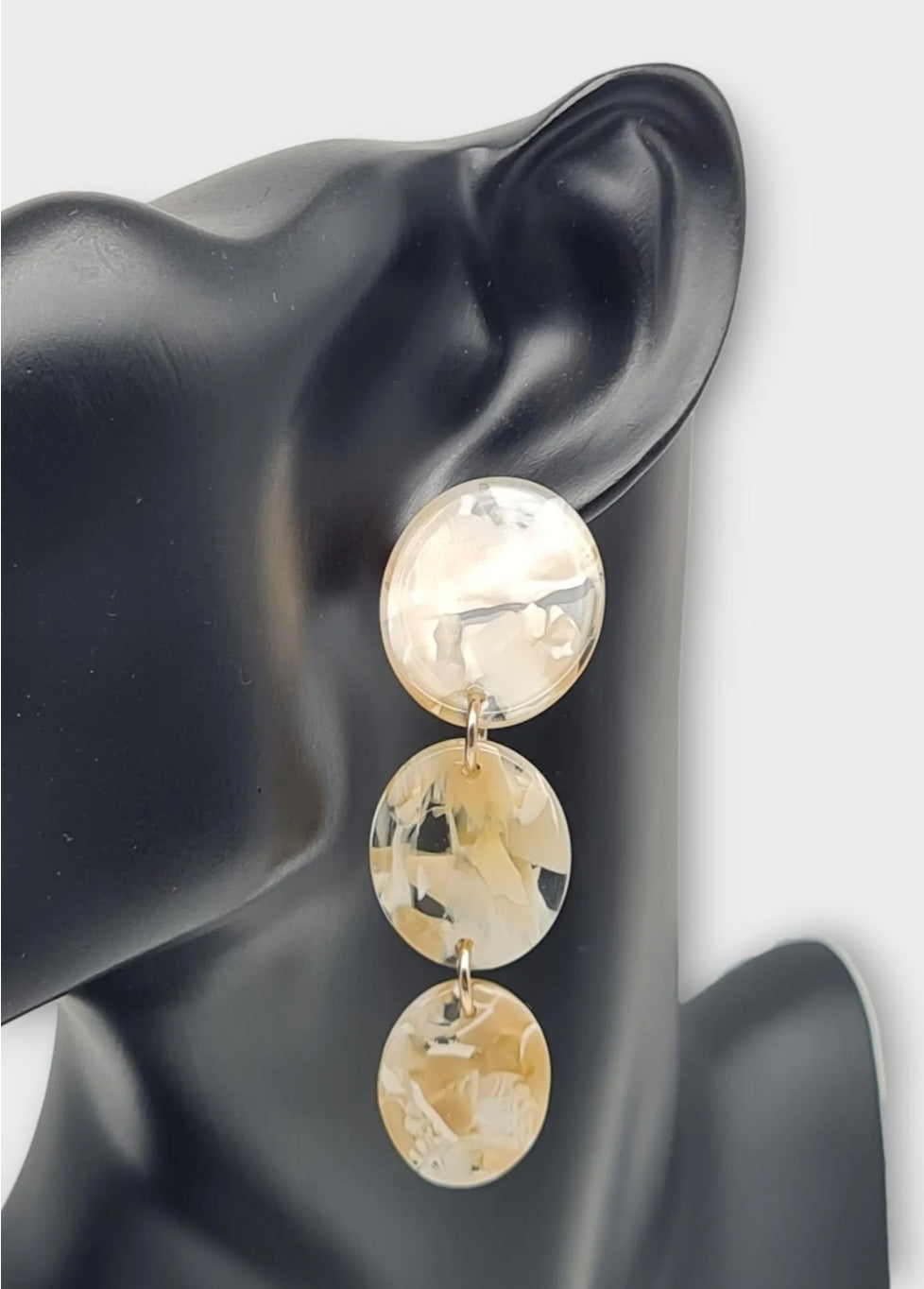 Ohrringe Ohrhänger Beige melierte Kreise Acryl Modeschmuck Nickelfrei Sweet7