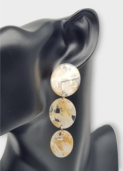 Ohrringe Ohrhänger Beige melierte Kreise Acryl Modeschmuck Nickelfrei Sweet7