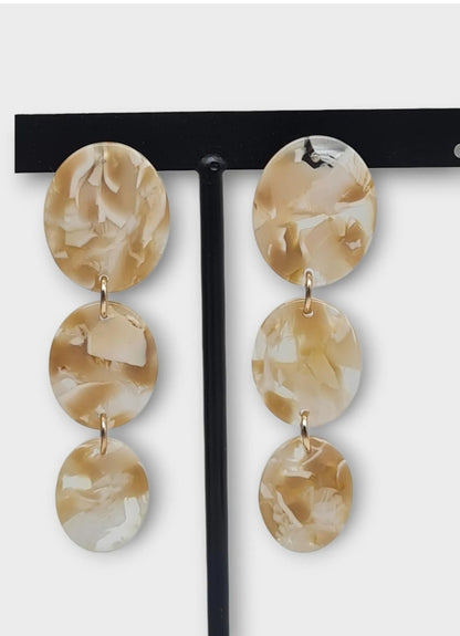 Ohrringe Ohrhänger Beige melierte Kreise Acryl Modeschmuck Nickelfrei Sweet7