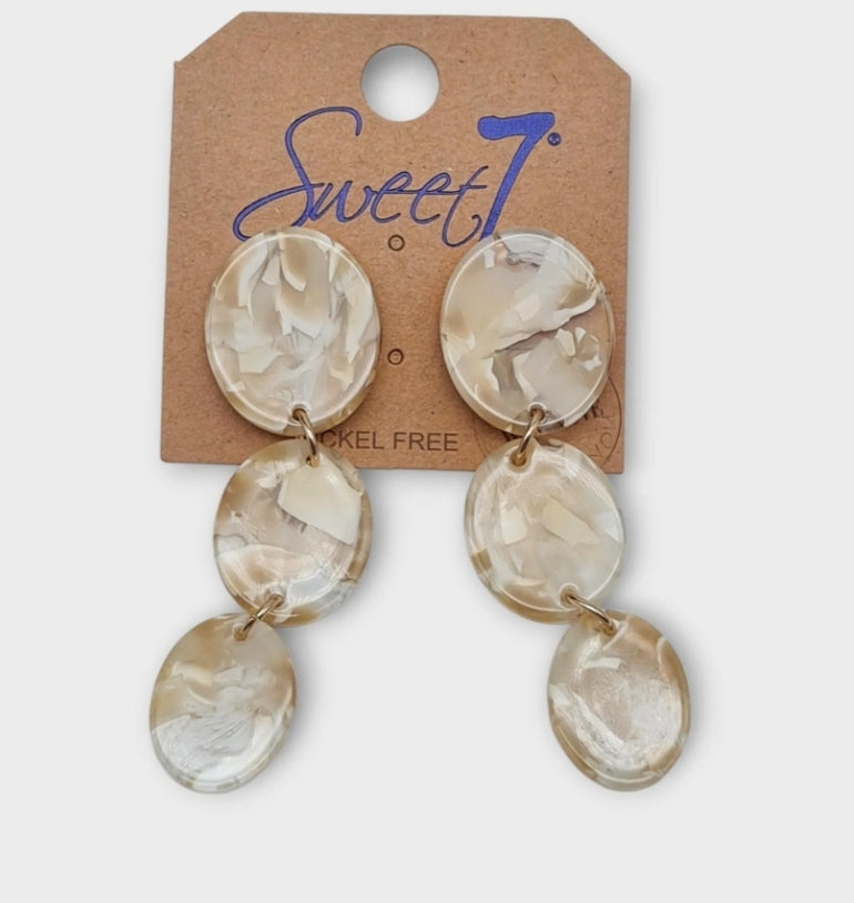 Ohrringe Ohrhänger Beige melierte Kreise Acryl Modeschmuck Nickelfrei Sweet7