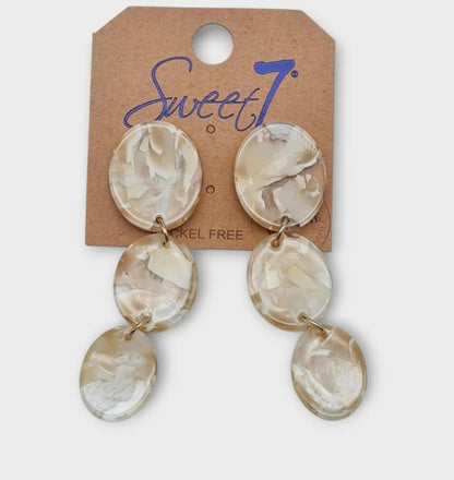 Ohrringe Ohrhänger Beige melierte Kreise Acryl Modeschmuck Nickelfrei Sweet7