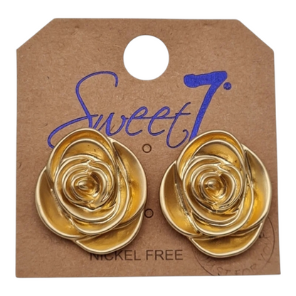 Ohrringe Ohrstecker Goldene Rose Nickelfrei Sweet7 Blumen Rosen