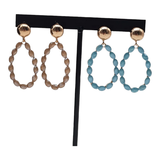 Ohrringe Ohrhänger Tropfenform Cat-eye Stones  Hellblau Rosa Nickelfrei Sweet7