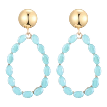 Ohrringe Ohrhänger Tropfenform Cat-eye Stones  Hellblau Rosa Nickelfrei Sweet7