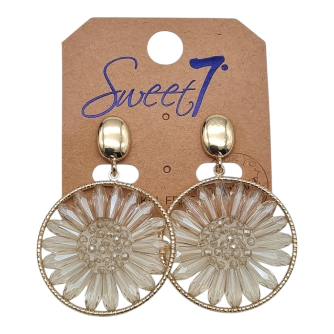 Ohrringe Ohrhänger Goldener Ring  Glasähnlichen Margerite nickelfrei Sweet7