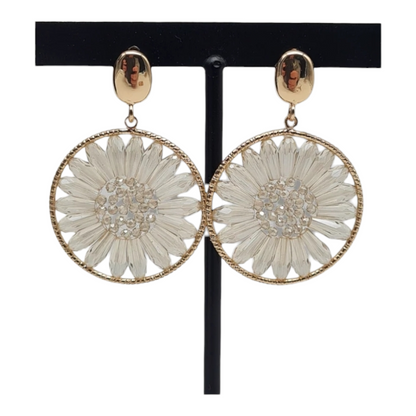 Ohrringe Ohrhänger Goldener Ring  Glasähnlichen Margerite nickelfrei Sweet7