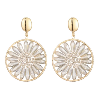 Ohrringe Ohrhänger Goldener Ring  Glasähnlichen Margerite nickelfrei Sweet7