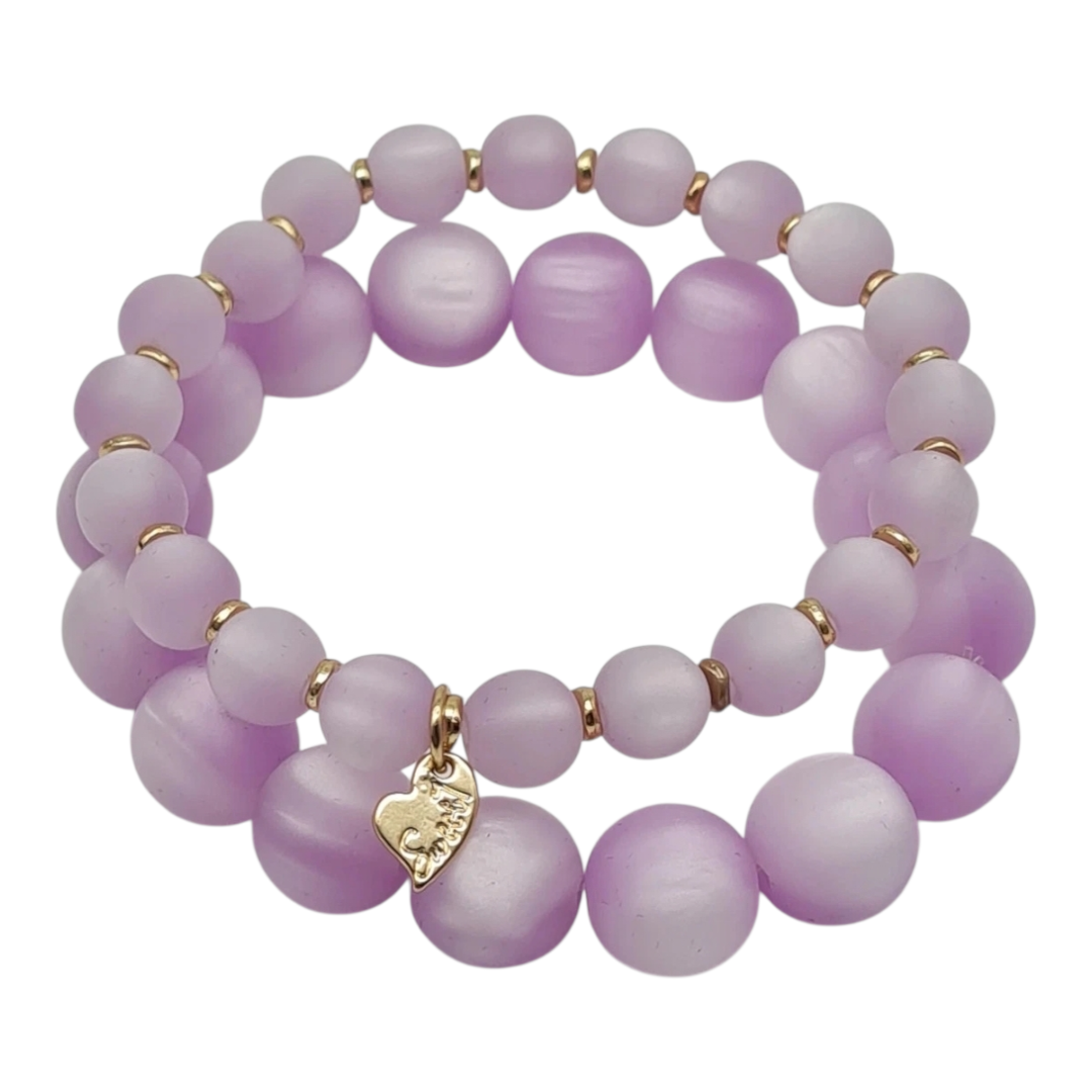 Armband Doppel-Armband nickelfrei Lila  Space Beads Modern Elegant Sweet7