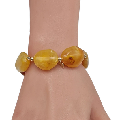 Armband elastisch Honig Gold Bernstein Nickelfrei Acryl Sweet7