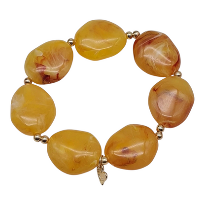 Armband elastisch Honig Gold Bernstein Nickelfrei Acryl Sweet7
