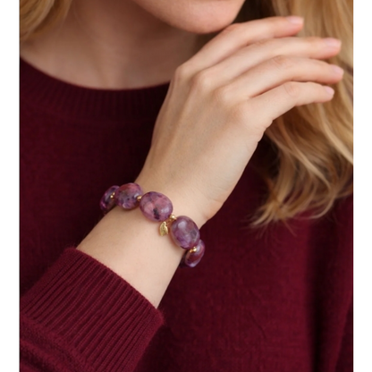 Armband elastisch Lila Marmor-Look Big Beads Trend Nickelfrei Sweet7