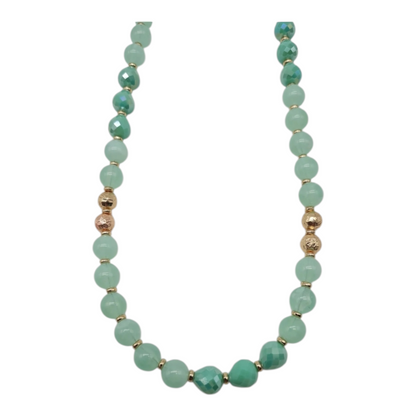 Halskette Langkette Mintgrün  goldene Elemente Nickelfrei Sweet7