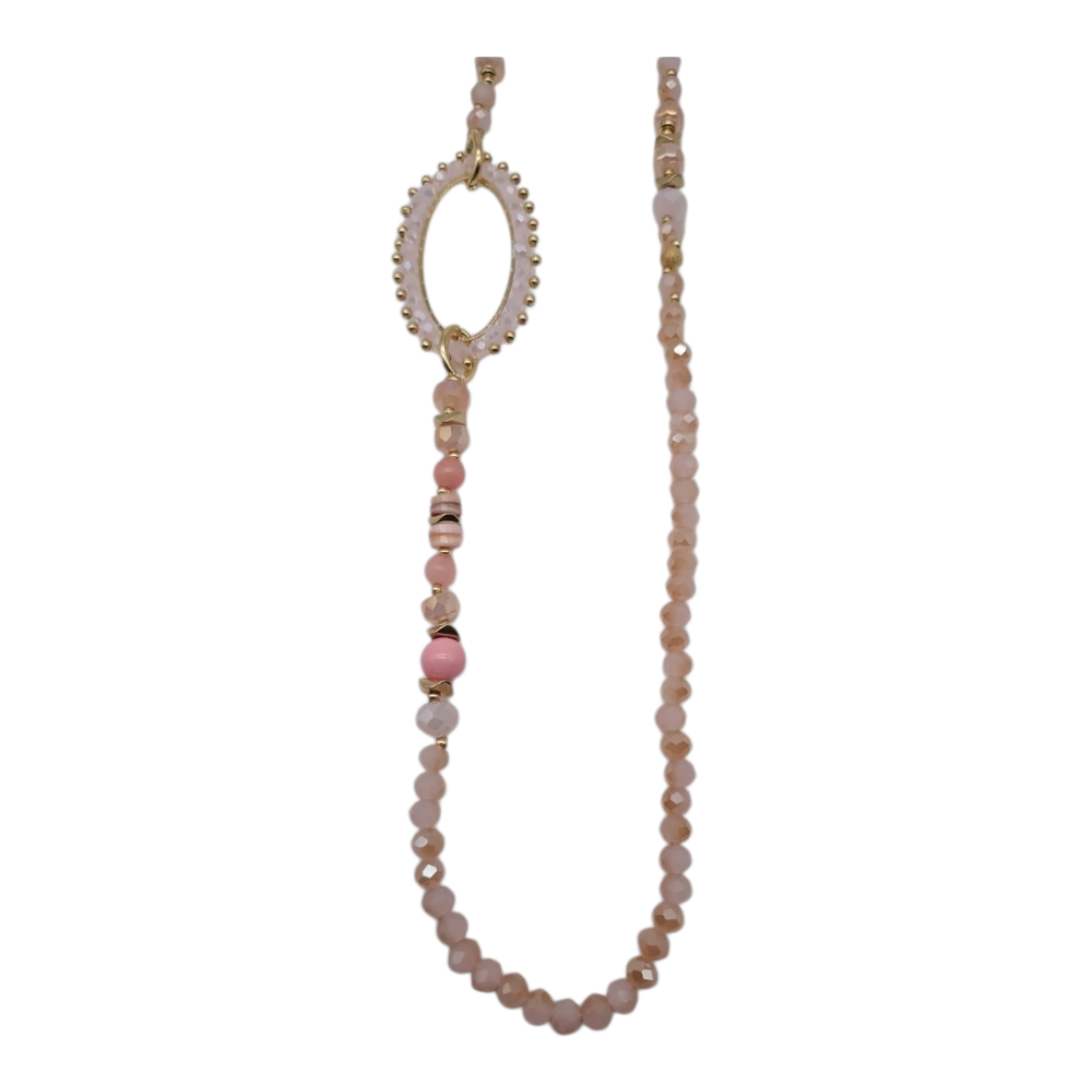 Halskette Langkette Blassrosa große Elemente in Rosa Nickelfrei Sweet7