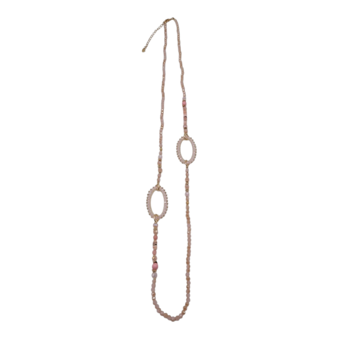 Halskette Langkette Blassrosa große Elemente in Rosa Nickelfrei Sweet7