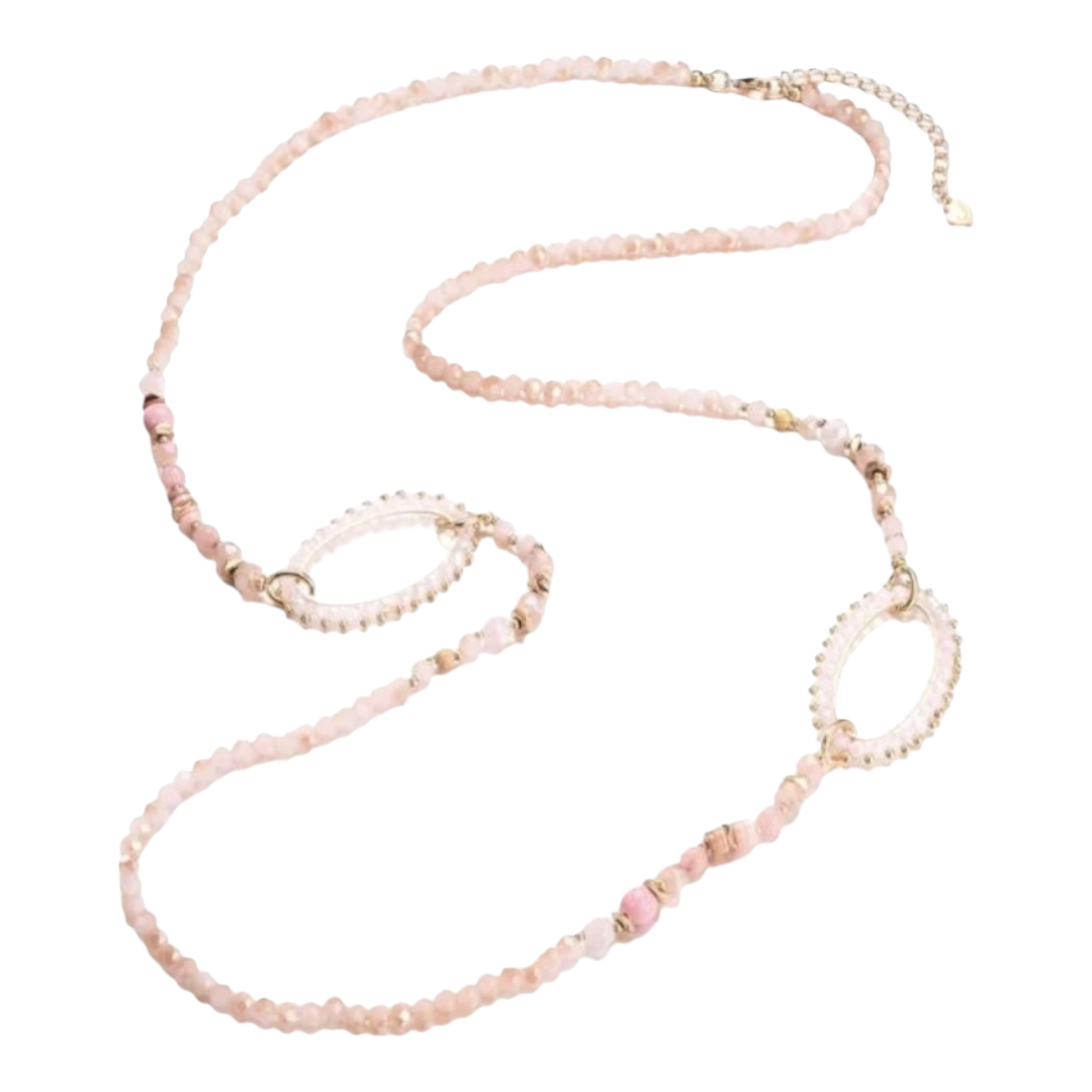 Halskette Langkette Blassrosa große Elemente in Rosa Nickelfrei Sweet7