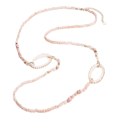 Halskette Langkette Blassrosa große Elemente in Rosa Nickelfrei Sweet7