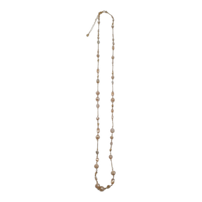 Halskette Langkette Gliederkette mit Blassrose Beige Perlen Nickelfrei Sweet7