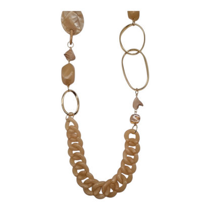 Halskette Langkette mit Blassrosa-beige Elemente Nickelfrei Sweet7