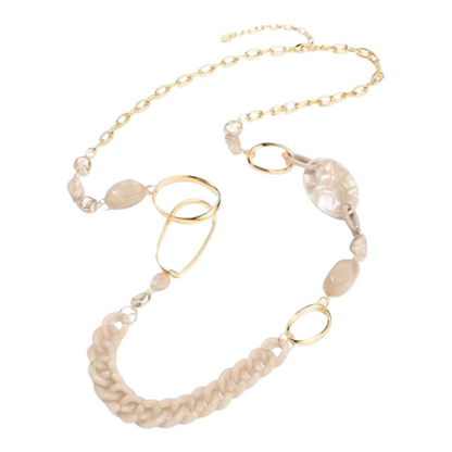 Halskette Langkette mit Blassrosa-beige Elemente Nickelfrei Sweet7