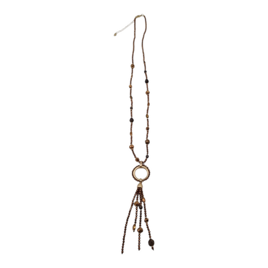 Halskette Langkette mit Anhänger mit Tiger-Eye Perlen Nickelfrei Sweet7
