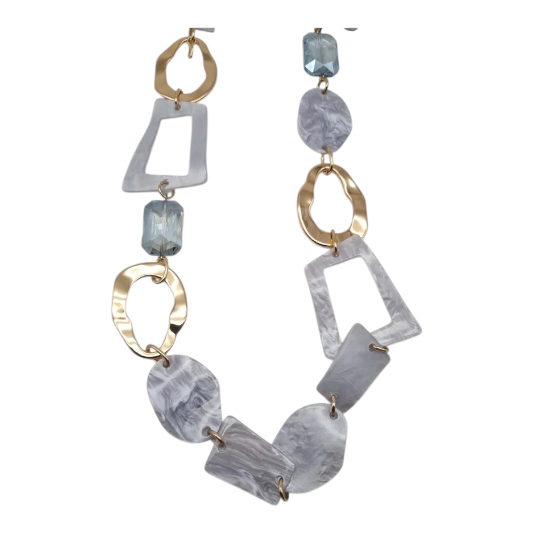 Halskette Langkette Baby Blau mit 70er Jahre Elemente Nickelfrei Sweet7