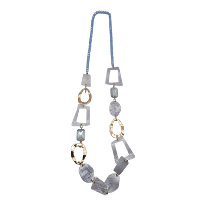 Halskette Langkette Baby Blau mit 70er Jahre Elemente Nickelfrei Sweet7