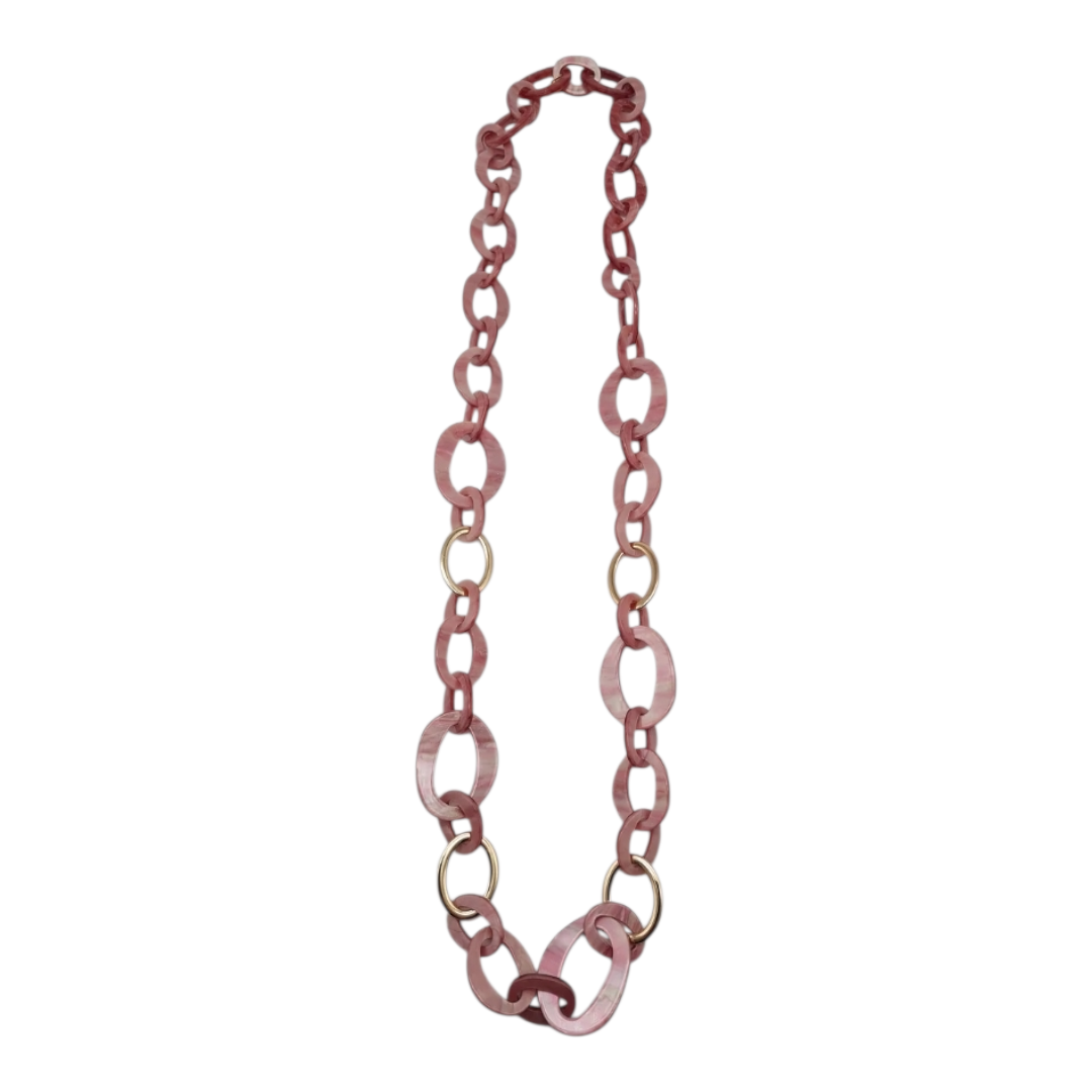 Halskette Langkette changierendes Pink Goldene Elemente Nickelfrei Sweet7