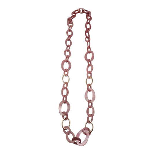 Halskette Langkette changierendes Pink Goldene Elemente Nickelfrei Sweet7