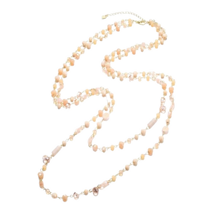 Halskette Doppel Langkette Rosenquarz Rosa Elementen Nickelfrei Sweet7