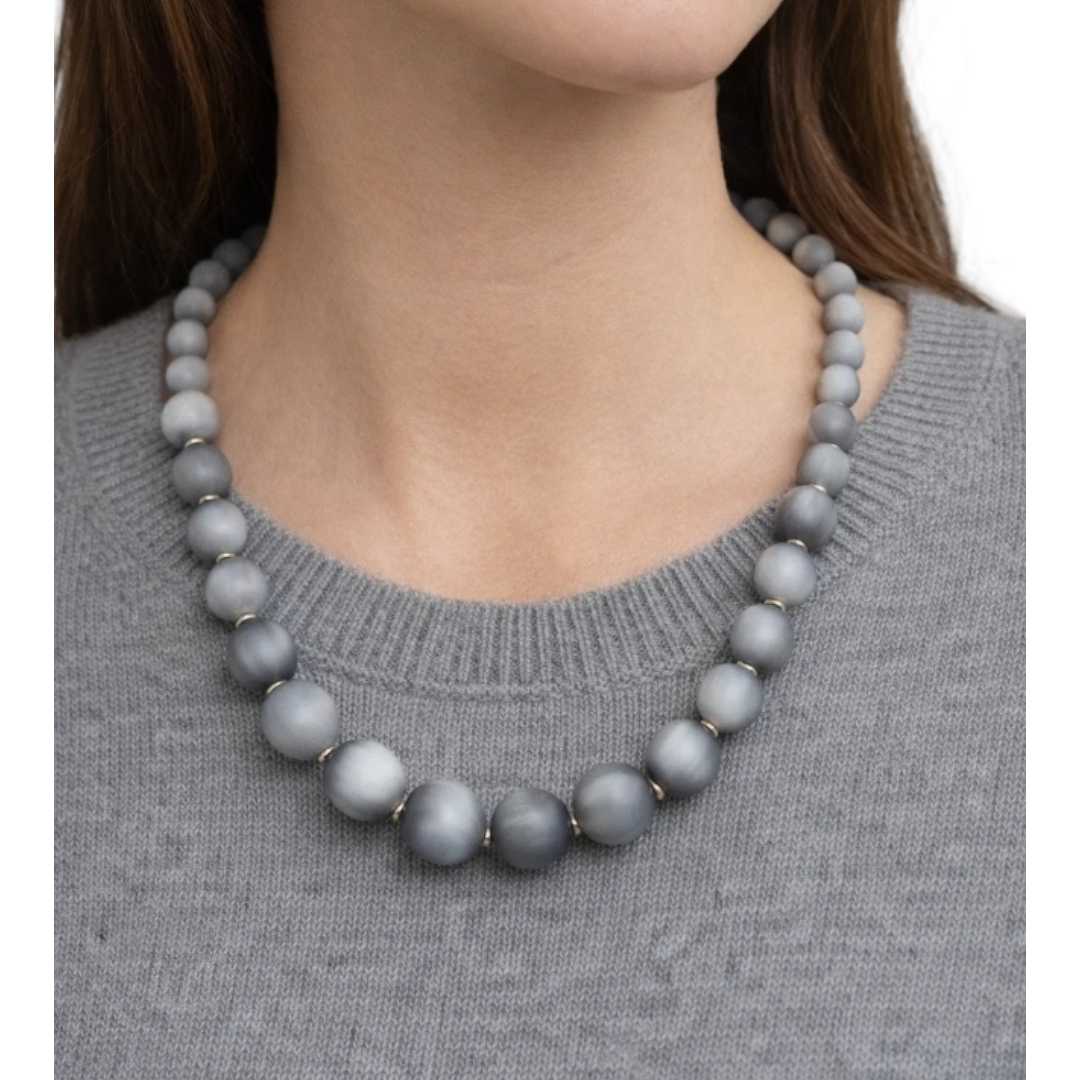 Halskette Kurzkette mit Space Grey Perlen Nickelfrei Sweet7