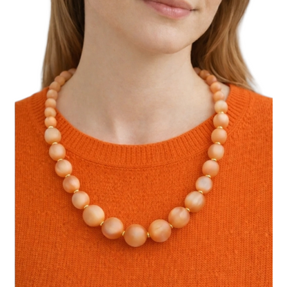 Halskette Kurzkette mit Space Beige Lachs Perlen Nickelfrei Sweet7