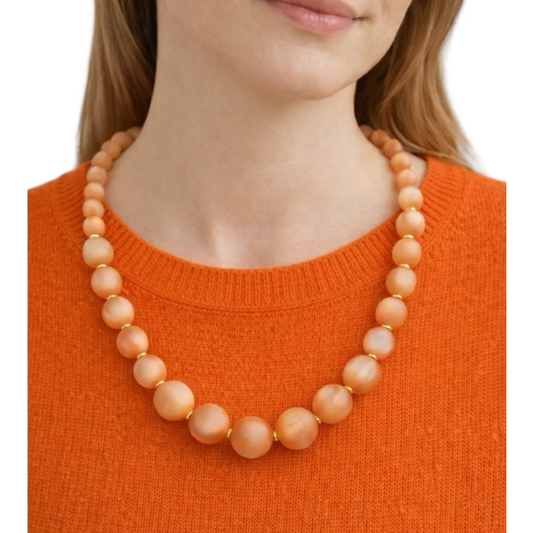 Halskette Kurzkette mit Space Beige Lachs Perlen Nickelfrei Sweet7